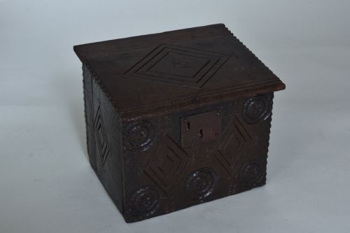Rare 17th Century Carved Oak Deed Box