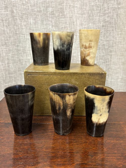 Collection of 6 Antique Horn Beakers