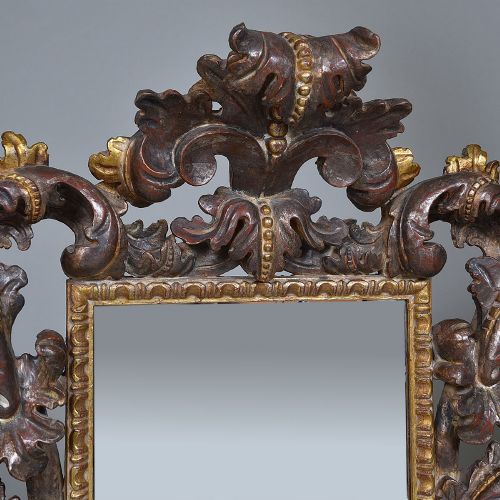 ITALIAN CARVED WOOD MIRROR WITH SILVER AND GOLD LEAF SURFACE - ADDITIONAL PHOTO 1