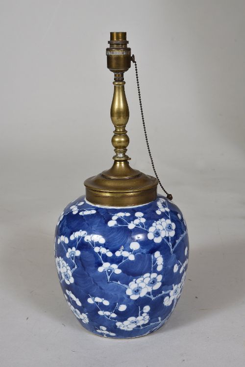 19th Century Chinese Blue and White Ginger Jar Lamp