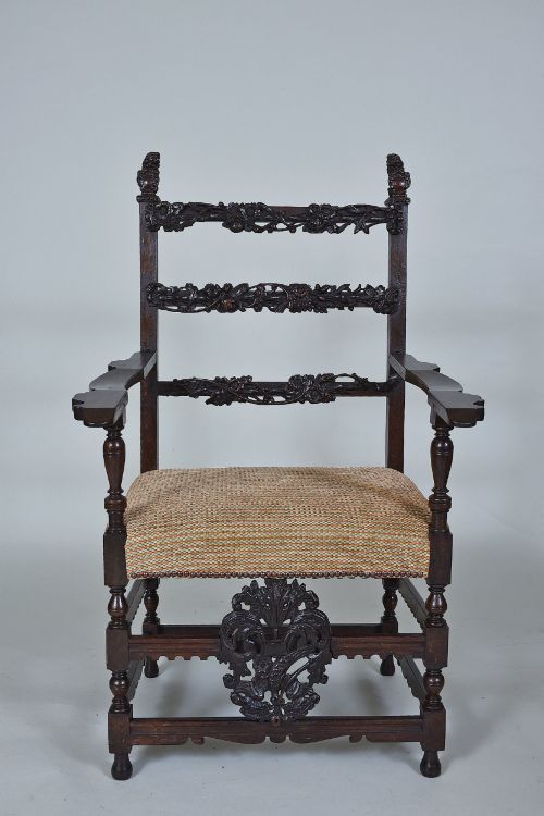18TH CENTURY ITALIAN WALNUT ARMCHAIR