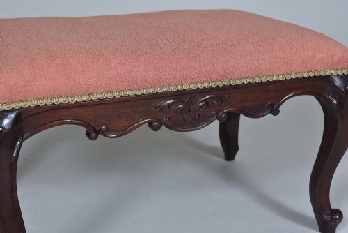 19TH CENTURY UPHOLSTERED MAHOGANY STOOL - ADDITIONAL PHOTO 1