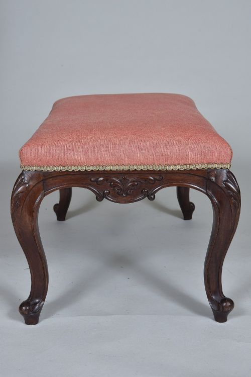 19TH CENTURY UPHOLSTERED MAHOGANY STOOL - ADDITIONAL PHOTO 3