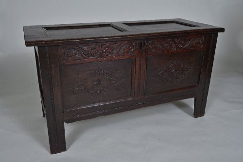 Fine 17th Century Carved Oak Coffer