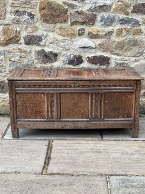 17th Century Oak Coffer with Marquetry Inlay