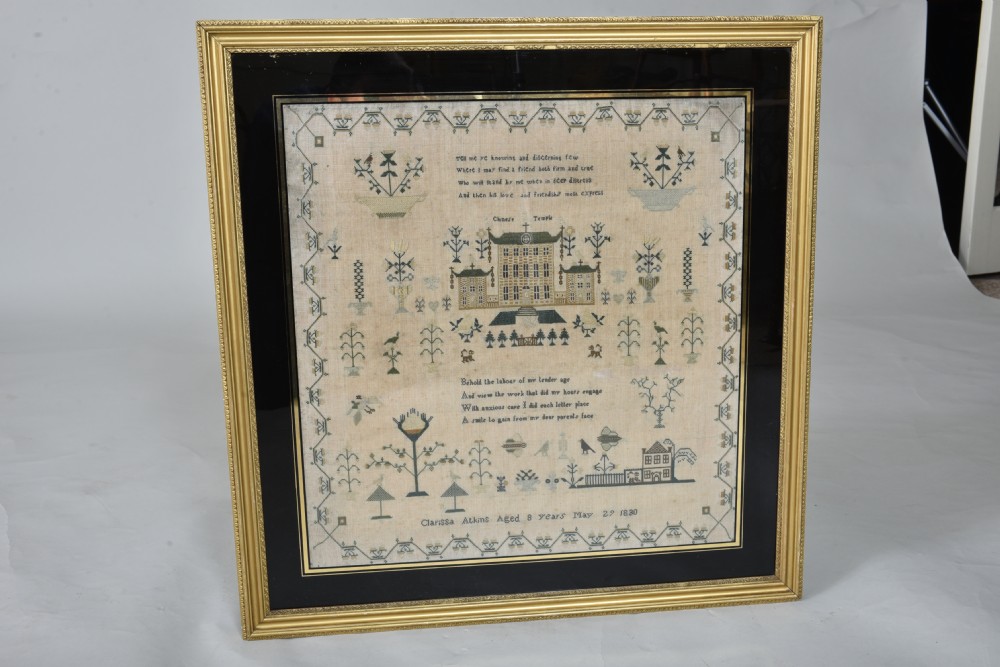 Dated Antique Sampler with unusual subjects View II