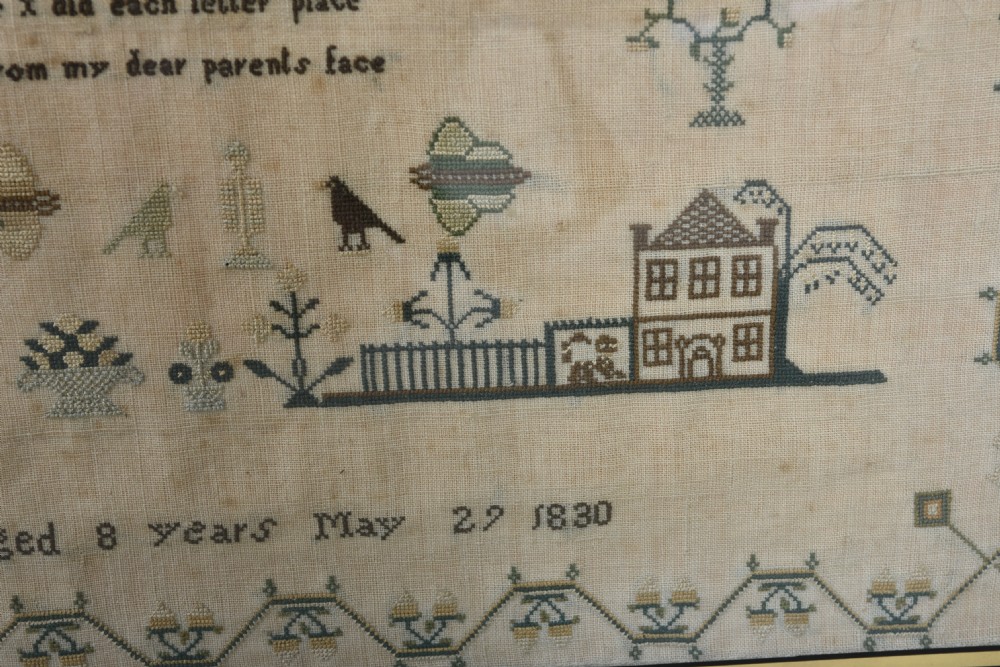 Dated Antique Sampler with unusual subjects View IV