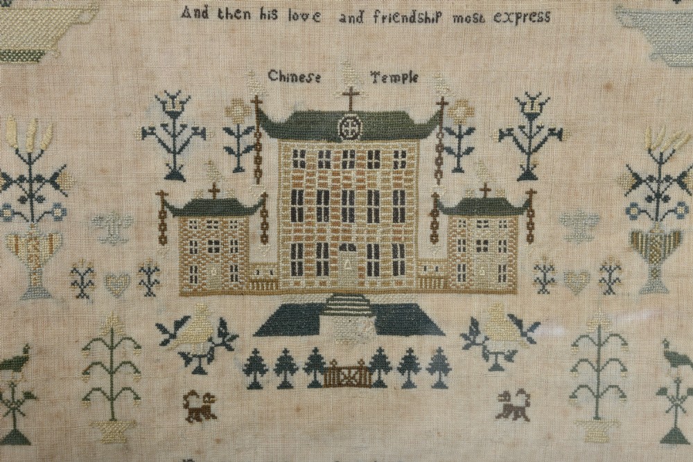 Dated Antique Sampler with unusual subjects View V