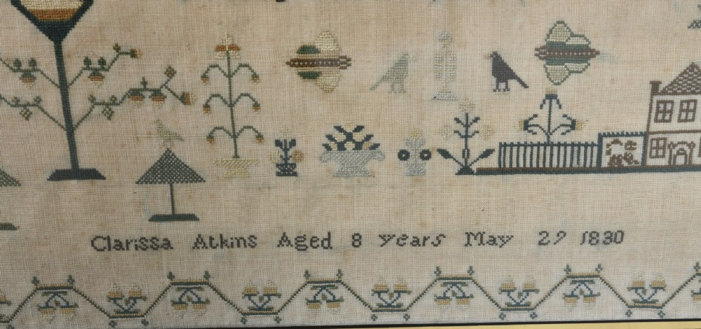 Dated Antique Sampler with unusual subjects View VI