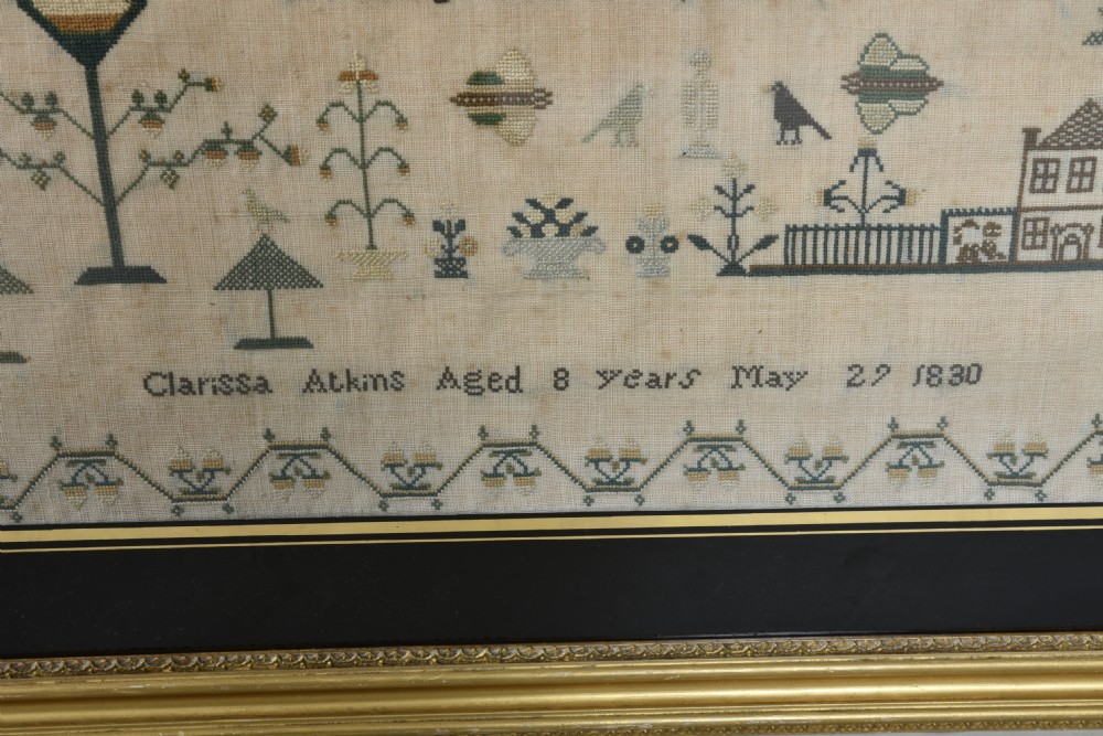 Dated Antique Sampler with unusual subjects View VII