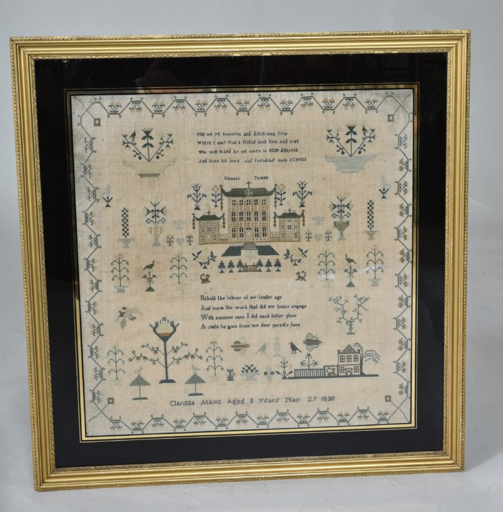 Dated Antique Sampler with unusual subjects View VIII