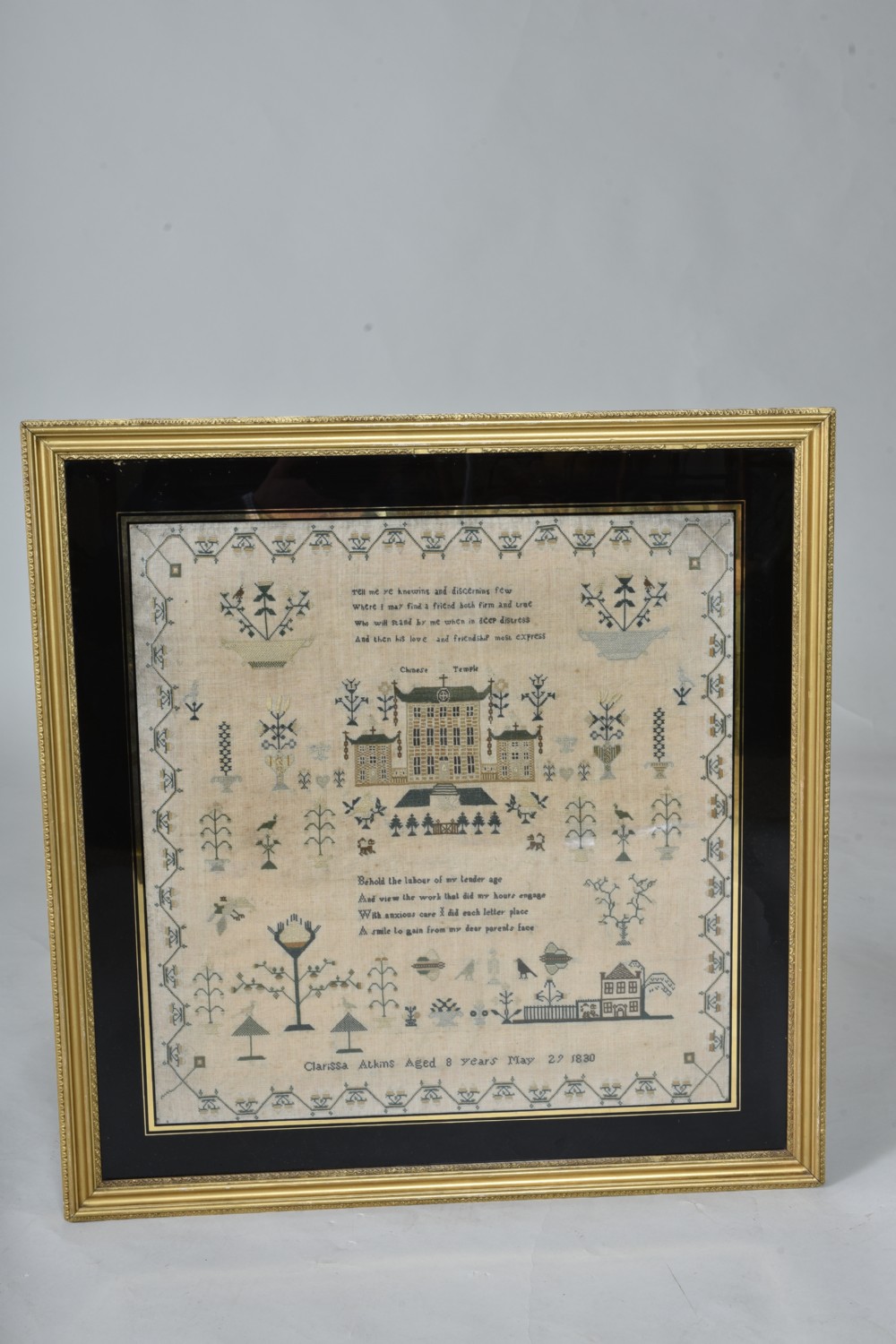 Dated Antique Sampler with unusual subjects View IX