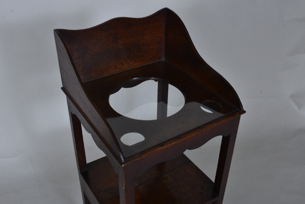 Early 19th century Oak Washstand with glass top. View II