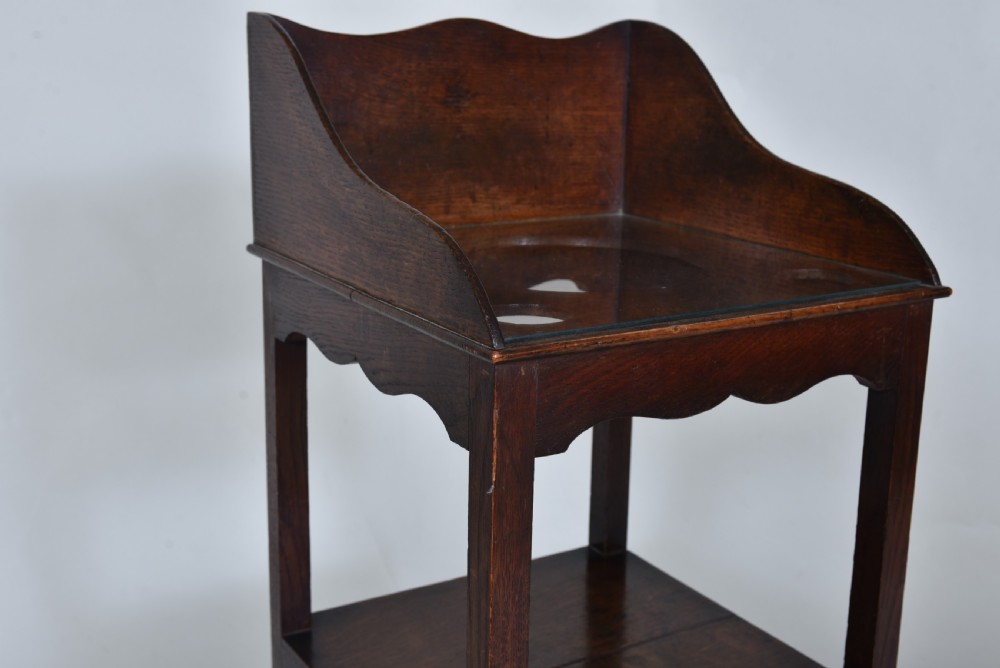 Early 19th century Oak Washstand with glass top. View V
