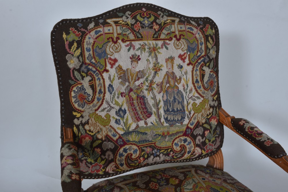 Antique French Armchair with Original Tapestry seat and back View IV