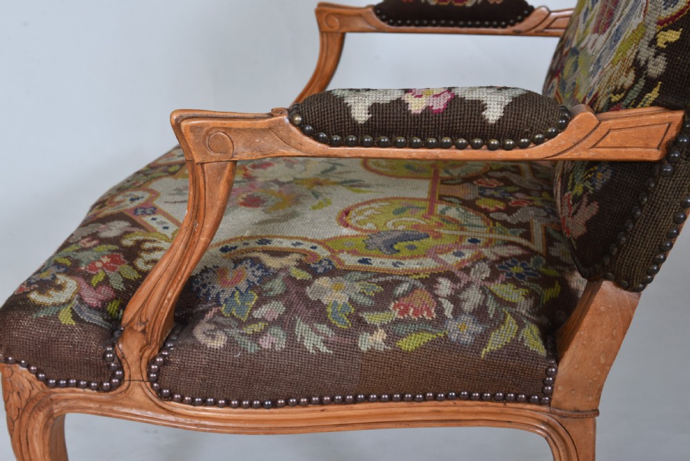 Antique French Armchair with Original Tapestry seat and back View V