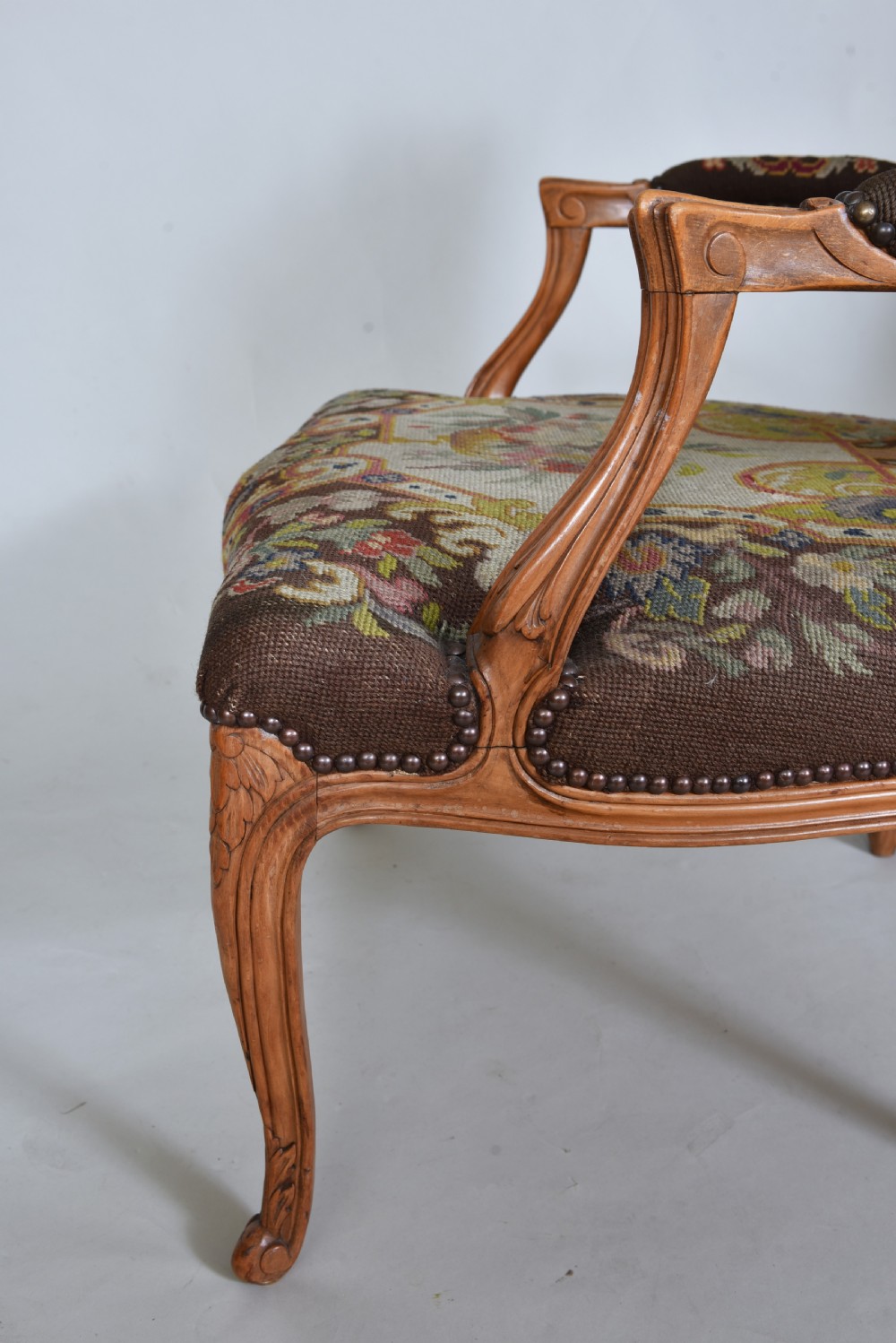 Antique French Armchair with Original Tapestry seat and back View VI