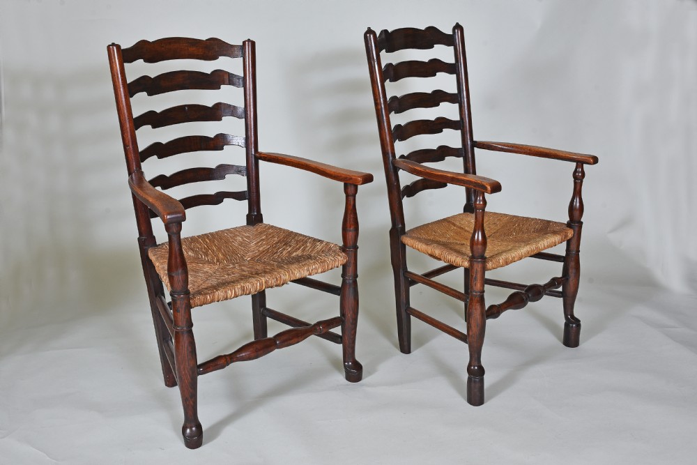 Set of 10 Late 18th century Country Ladderback Dining Chairs View III