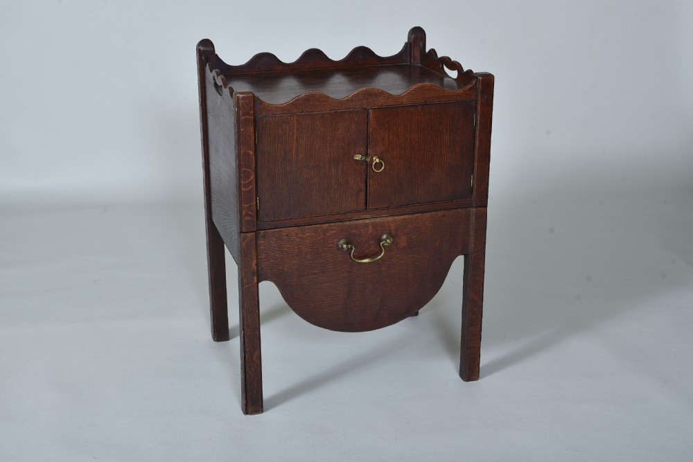 18th century oak bedside table View II