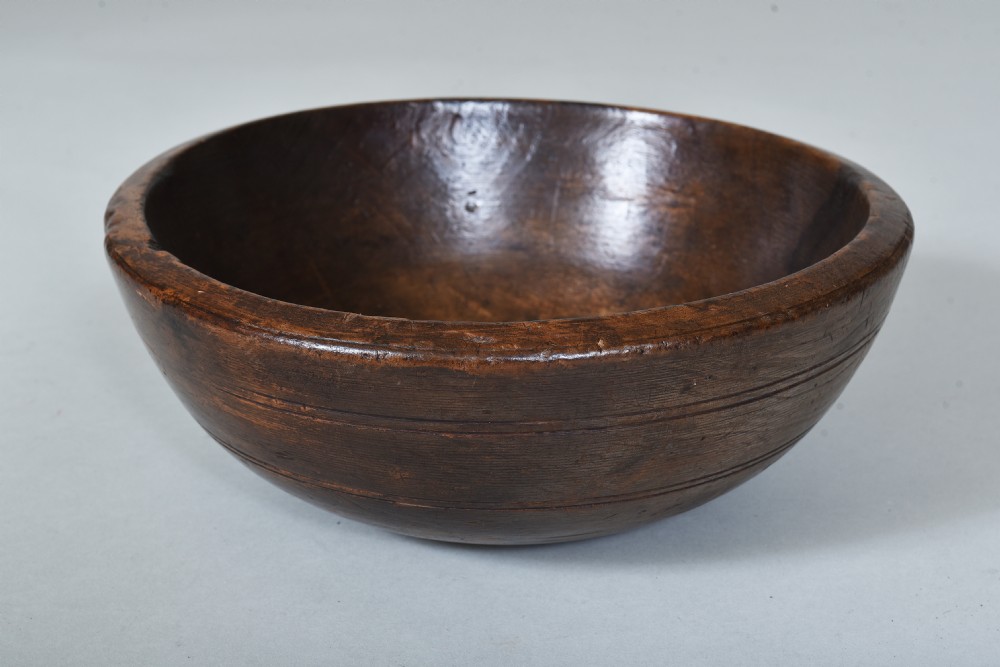 Antique Treen Dairy Bowl View II