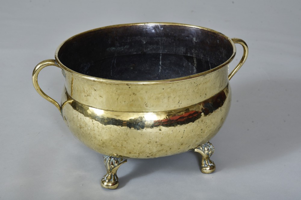 Large late 18th century brass wine cooler or jardinière