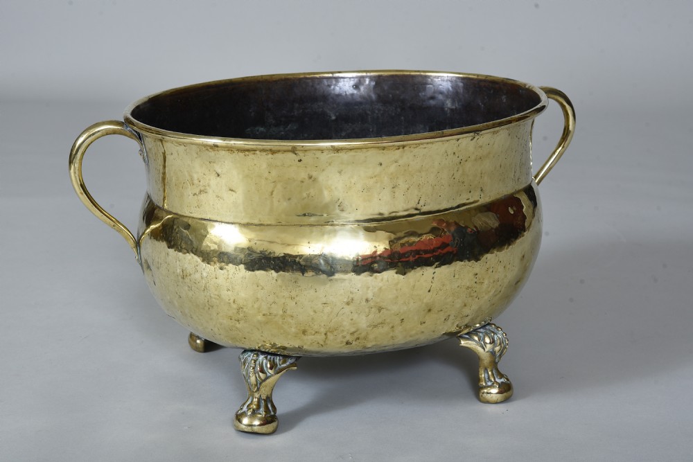 Large late 18th century brass wine cooler or jardinière View II
