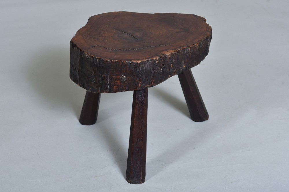 19th century Yew Folk Art Stool