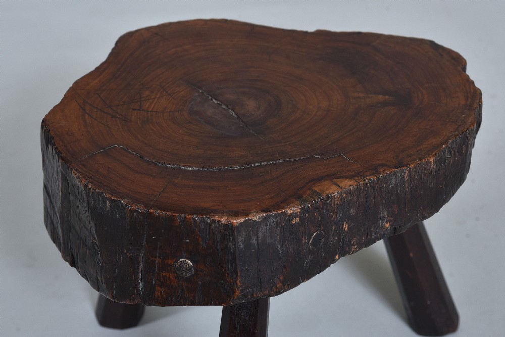19th century Yew Folk Art Stool View II