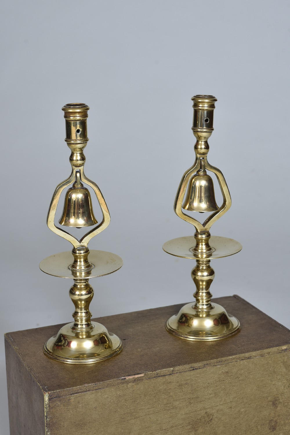 Rare Pair of 19th century Brass Tavern Candlesticks