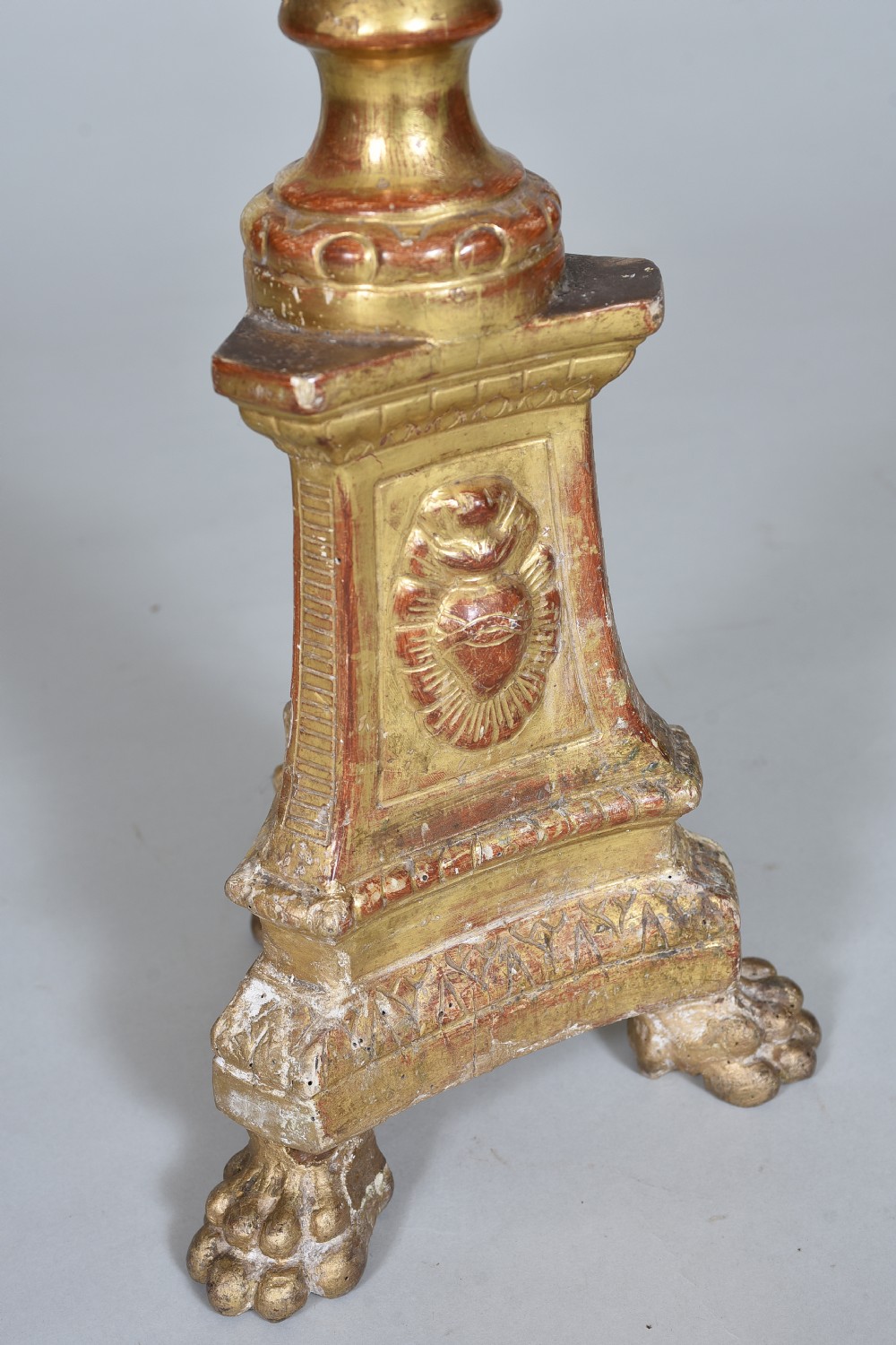 Tall Late 18th century Gilded Pricket Candlestick View III