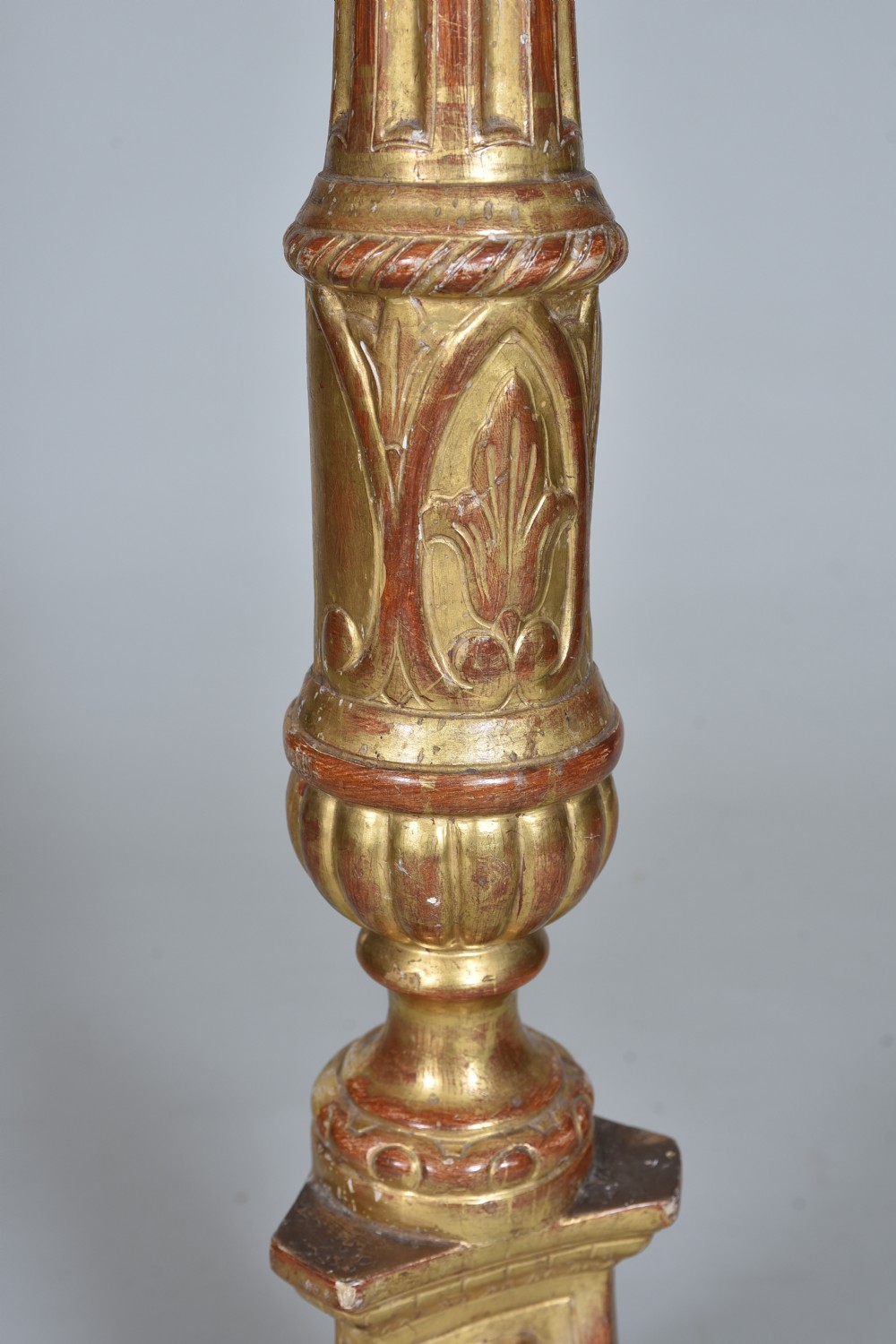 Tall Late 18th century Gilded Pricket Candlestick View V