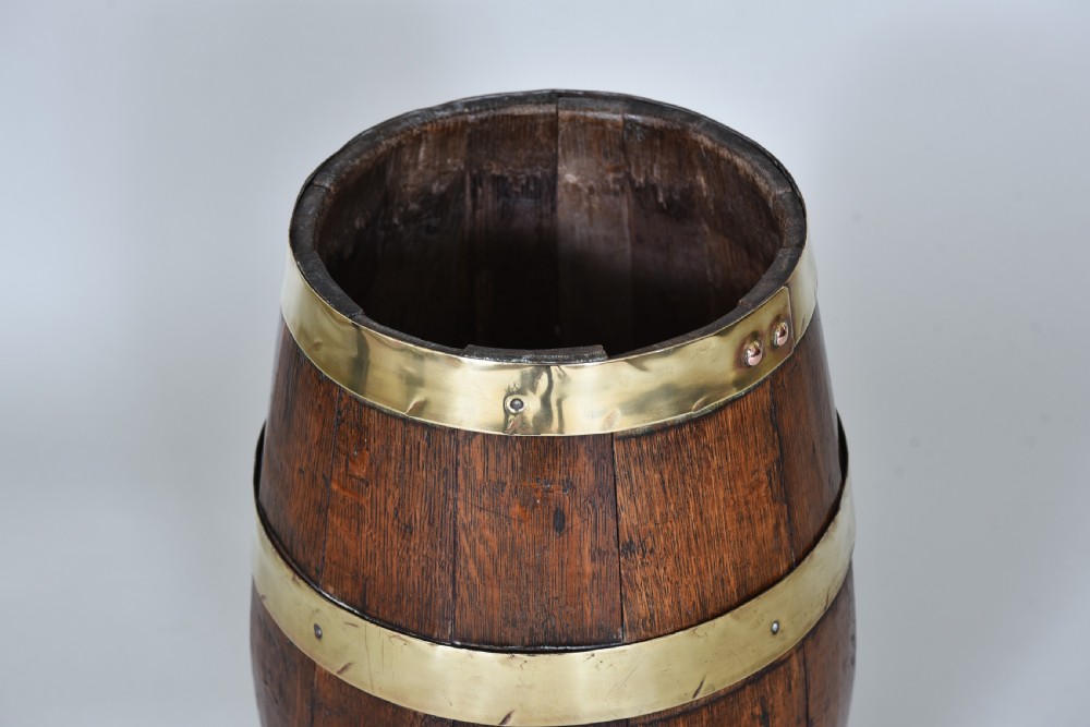 19th century Brass Bound Oak Stick or umbrella barrel View III