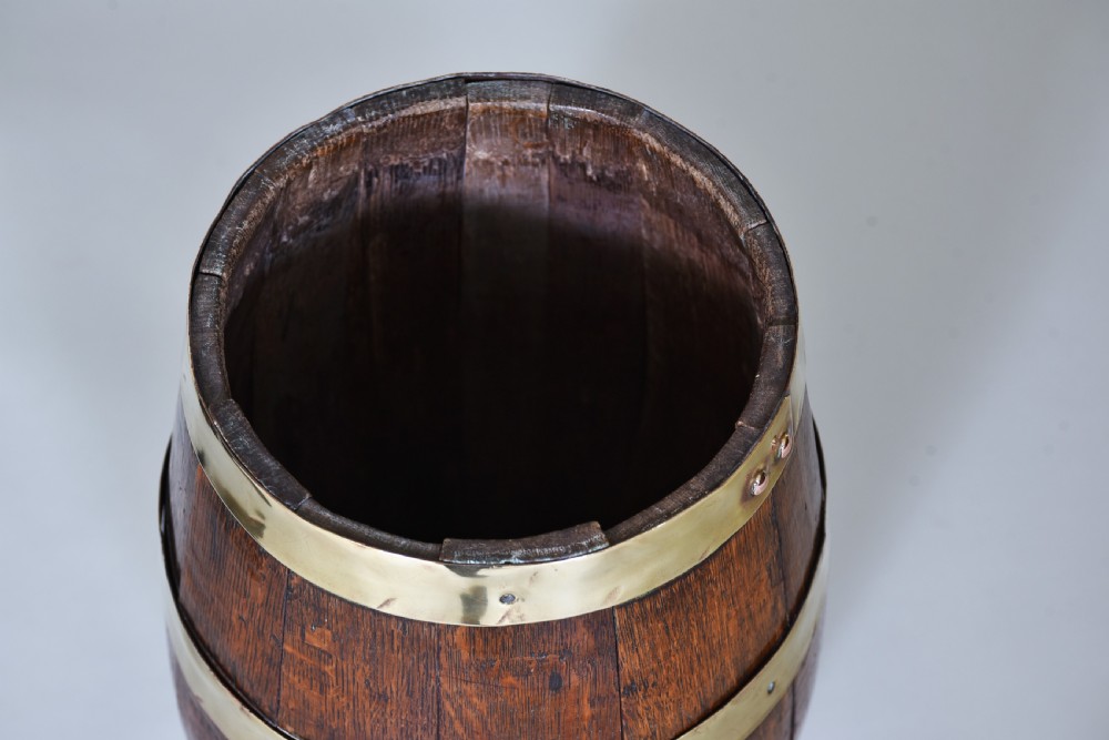 19th century Brass Bound Oak Stick or umbrella barrel View IV
