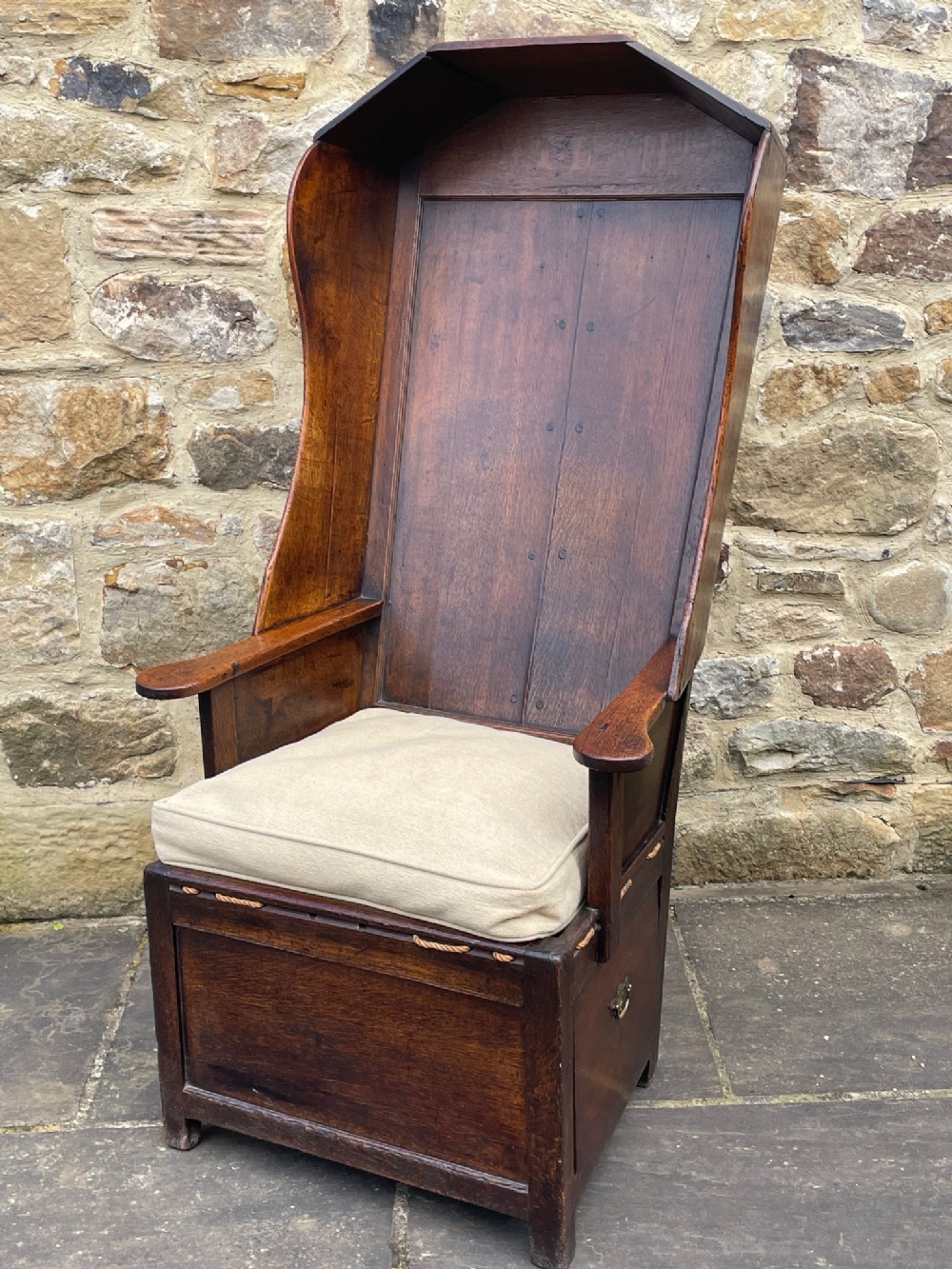 Fine example of an 18th century Oak Canopied Lambing Chair 