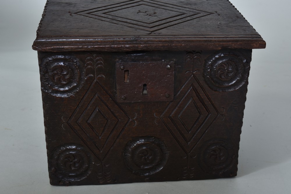 Rare 17th century carved Oak Deed Box View IV