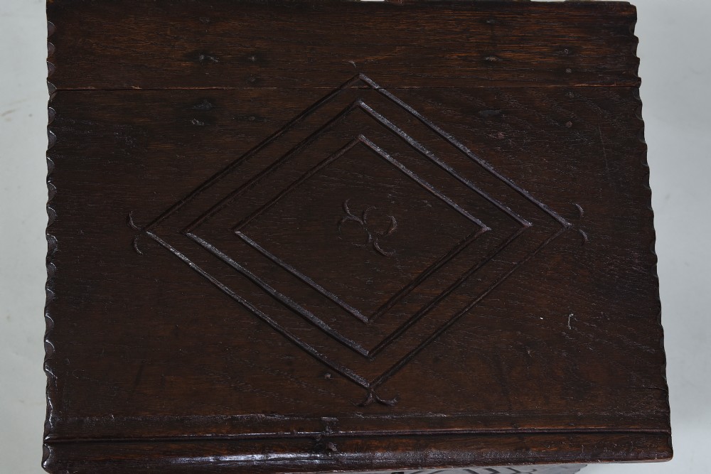 Rare 17th century carved Oak Deed Box View V