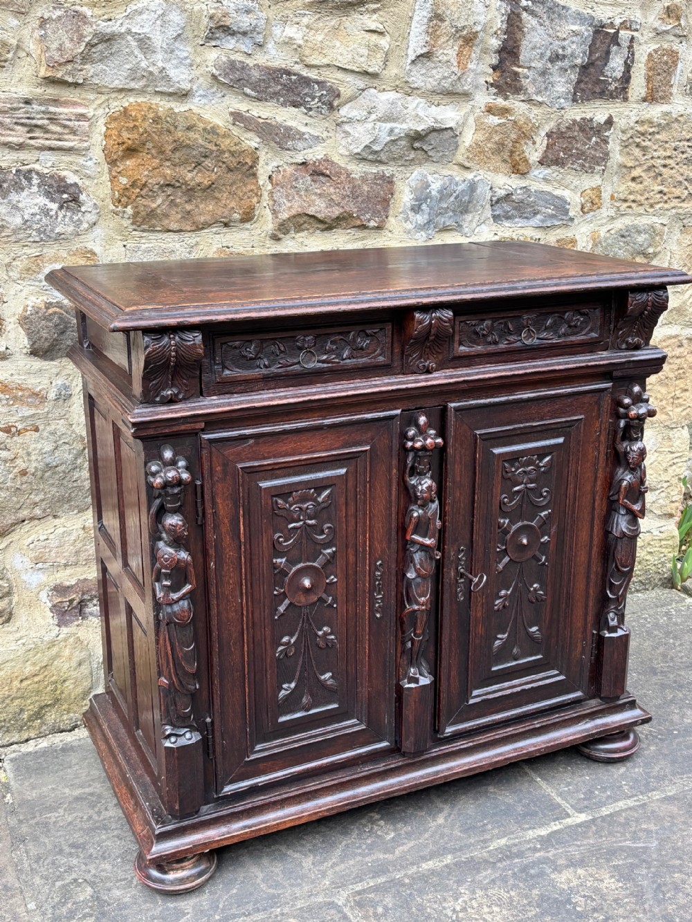 Early 17th century Carved Oak Cupboard View II