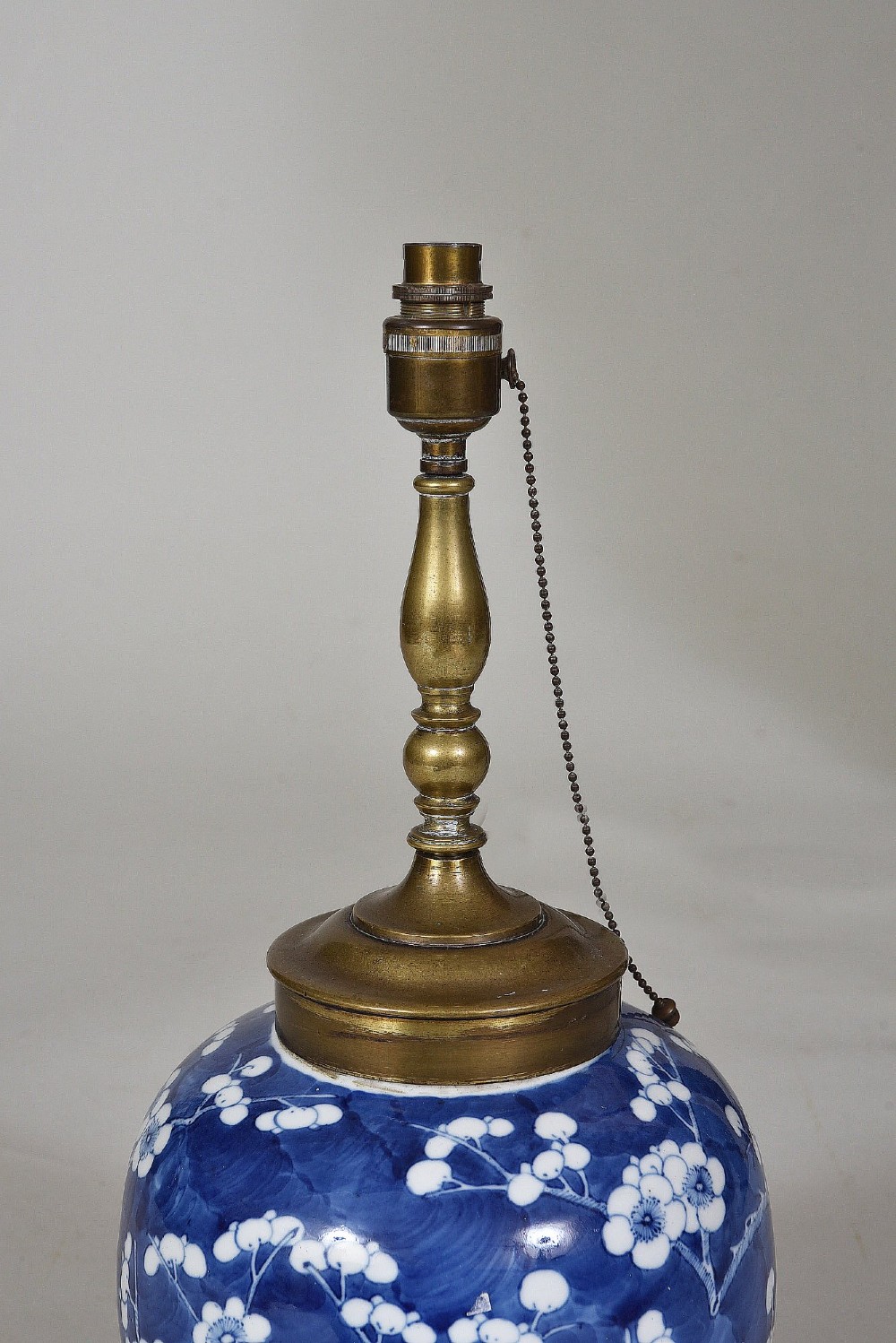 19th century Chinese Blue and White Ginger Jar Lamp View II