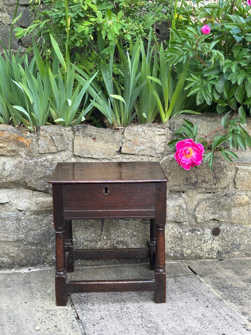 Rare 17th century Oak Box Stool