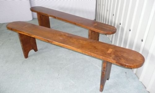 A Pair of French Elm Farmhouse Kitchen Benches