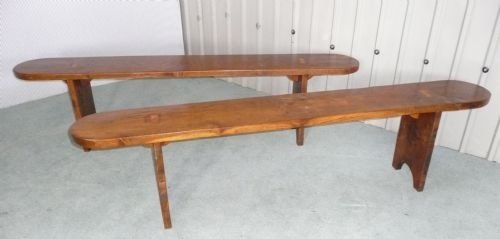 fig 1. A PAIR OF FRENCH ELM FARMHOUSE KITCHEN BENCHES