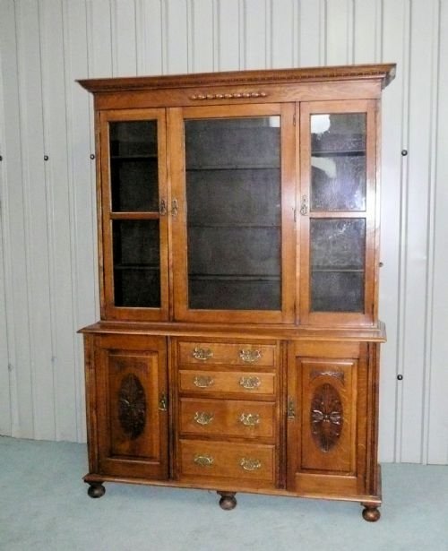 fig 1. VICTORIAN ARTS AND CRAFTS OAK DRESSER BOOKCASE