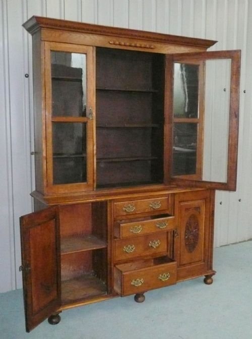 fig 2. VICTORIAN ARTS AND CRAFTS OAK DRESSER BOOKCASE