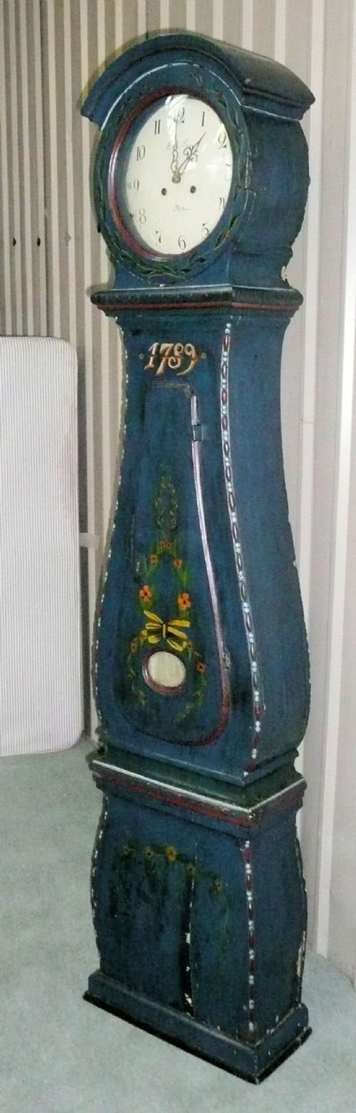 18th Century Mora 8 Day Painted Long Case Clock