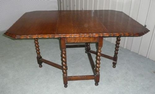 Large Oak Barley Twist Gate Leg Table
