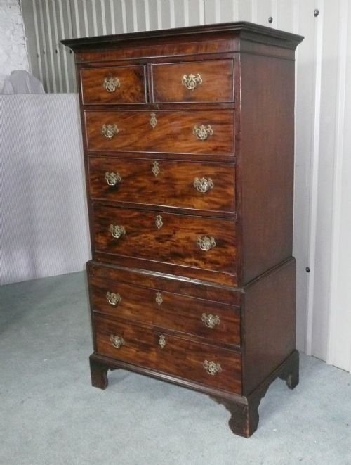 Georgian Flame Mahogany Chest on Chest