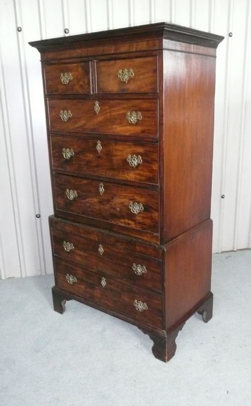 fig 1. GEORGIAN FLAME MAHOGANY CHEST ON CHEST