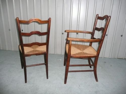 fig 1. A SET OF 6 LADDER BACK COUNTRY DINING CHAIRS