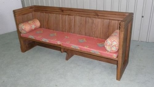 fig 1. VICTORIAN PITCH PINE BOX PEW BENCH SETTLE