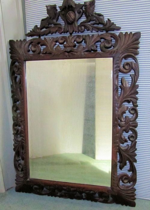 fig 1. LARGE FRENCH GOTHIC CARVED OAK MIRROR